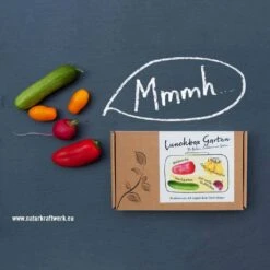 Mini-Gemüse' Saatgut: Balkonpaprika, Snackgurken, Obsttomaten, Radieschen -Gartengeschäft 0710102936 Lunchbox Garten mit Minigemuese 2 87439