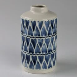 Keramikvase, Blau-weiß, H 17 X Ø 9 Cm