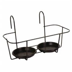 Haken-Blumentopfhalter, Metall, Schwarz, 34 X 18 Cm, Für Zwei Töpfe