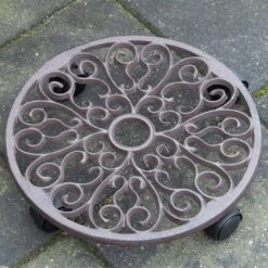 Pflanzenroller L, Braun, Gusseisen, 34,5 X 34,5 X 6,4 Cm