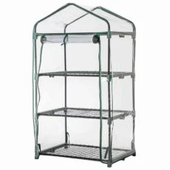 Gewächshaus Grün, Drei Etagen, Stahlrohr / Kunststoff, 126 X 70 X 50 Cm