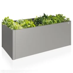 Gartengeschäft -Gartengeschäft 0980250078 68015 Hochbeet 2x1 quarzgrau Spiegelung mit Pflanzen1 52285