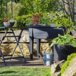 Hochbeet Mit Deckel, Anthrazit, Ca. 100 X 50 X 107 Cm -Gartengeschäft 0980250129 Hochbeet mit Beinen und Deckel anthrazit 111345