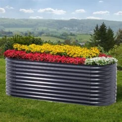 Bestseller -Gartengeschäft 0980250150 Hochbeet Welle oval Stahlblech Gr 2 mit Kantenschutz anthrazit 2 94163