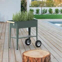 Hochbeet Urban Garden Trolley, Grün, 75 X 35 X 80 Cm -Gartengeschäft 0980250161 Urban Garden Trolley auf Raedern Oak Green 6 108098