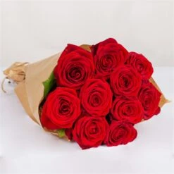 Blumenbund Mit Rosen 'Red Naomi', 10er-Bund, Rot, Inkl. Gratis Grußkarte -Gartengeschäft 1045500002 Rose Red Naomi 10er Bund 60cm 1 85332