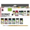 Decormatt Starterset, 1 Pinsel, 6x Decormatt Acryl á 15ml