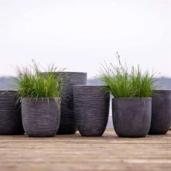 Pflanzgefäß 'Smooth', Grau, Ø 35 X H 34 Cm -Gartengeschäft 3210104122 3210104123 3210104124 3210104125 pflanzgefaess rib smooth 116915 1