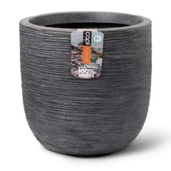 Pflanzgefäß 'Rib', Grau, Ø 35 X H 34 Cm