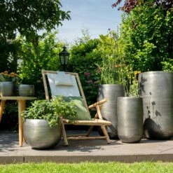 Pflanzgefäß 'Rowen', Silber, Ø 47 X H 82 Cm -Gartengeschäft 3210801614 3210801615 3210801617 3210801618 3210801635 3210801636 3210801637 3210801638 Pflanzgefaess Rowen silber 114959