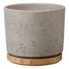 Übertopf Paros Deluxe, Keramik & Holz, Hellgrau, 19 Cm