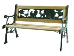 Kindergussbank "Zoo" Aus Gusseisen Mit Holzbelattung, Ca. 84x41x52,5 Cm