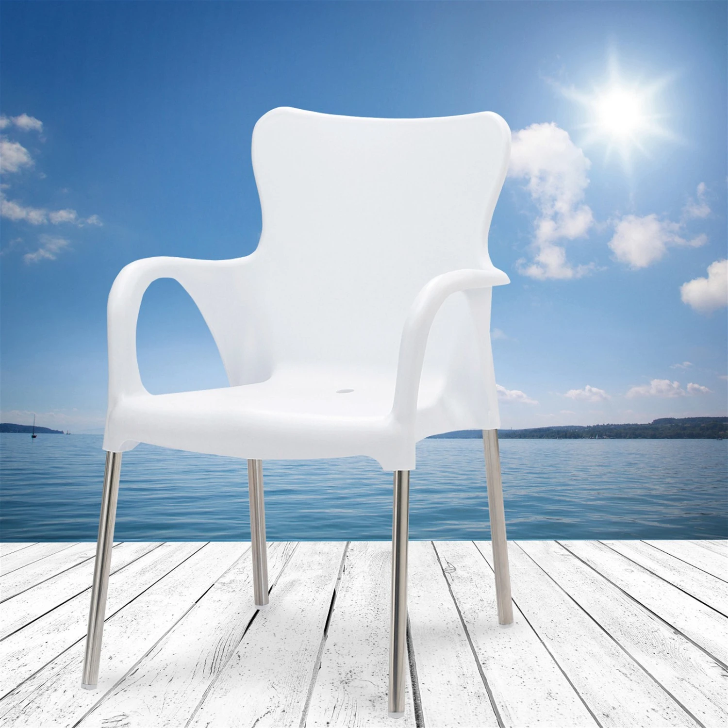 Best Stapelsessel Maui Silber/weiß 2 Best Stapelsessel Maui Silber/weiß – Bild 2