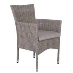 Stapelsessel Capri - Kölle Mixed Brown / Robust, Schlicht, Pflegeleicht -Gartengeschäft 3910302350 Stapelsessel Capri Koelle mixed Brown inkl Auflage royal stone 2 59088