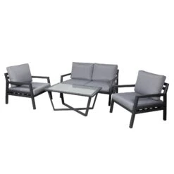 4-teilige Lounge-Gruppe 'Piazza', Tisch Mit Glasplatte, Inklusive Auflagen