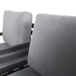 4-teilige Lounge-Gruppe 'Piazza', Tisch Mit Glasplatte, Inklusive Auflagen -Gartengeschäft 3910302532 Alu Loungergruppe Piazza 4tlg schwarz inkl Kissen grau Tisch mit Glasplatte 74485