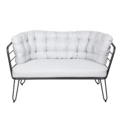 4-teilige Lounge-Gruppe 'Bella', Schwarz, Inklusive Auflagen -Gartengeschäft 3910302533 Alu Loungergruppe Bella 4tlg schwarz inkl Kissen hellgrau10 74490