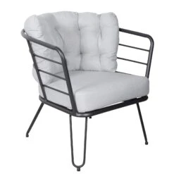 4-teilige Lounge-Gruppe 'Bella', Schwarz, Inklusive Auflagen -Gartengeschäft 3910302533 Alu Loungergruppe Bella 4tlg schwarz inkl Kissen hellgrau7 74493