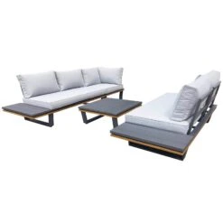 Alu-Eckloungegruppe 'Cahors' Inkl. Kissen, 4tlg., Anthrazit -Gartengeschäft 3910302722 Alu Eckloungegruppe Cahors 4tlg anthrazit Holzoptik inkl Kissen grau 4 121755