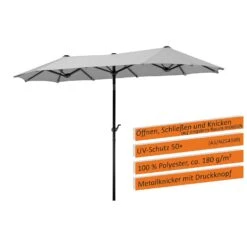 Sonnenschirm 'Salerno', Silbergrau, Ca. 300 X 150 Cm -Gartengeschäft 3910503334 Sonnenschirm Salerno ca 300x150cm silbergrau 4 119221