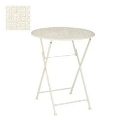 Klapptisch 'Neta', Creme, Ca. Ø60 X H70 Cm