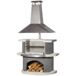 Grillkamin 'Zürich', Weiß/anthrazit, Ca. 197 X 65 X 110 Cm