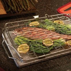 Napoleon Fisch- Und Gemüsehalter Klappbar, Ca. 40,1x26,2x8,6 Cm -Gartengeschäft 3920501626 57012 expandable grill basket in use closed 41373