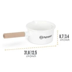 Petromax Stieltopf, Weiß, Edelstahl/Holz, Ca. 1 Liter -Gartengeschäft 3920502264 petromax emaille stieltopf 1 121456