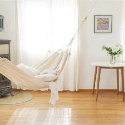 LA SIESTA Hängematte 'Modesta', Latte, Single - L 300 X B 140 Cm -Gartengeschäft 3940200330 Single Haengematte Modesta Latte Bio Baumwolle 3 106092