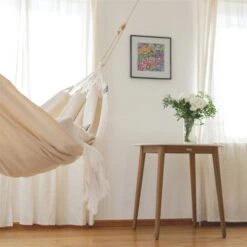 LA SIESTA Hängematte 'Modesta', Latte, Single - L 300 X B 140 Cm -Gartengeschäft 3940200330 Single Haengematte Modesta Latte Bio Baumwolle 4 106093
