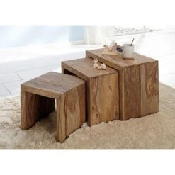 Yoga Tisch Cube Im Indischen Stil, Shishamholz, Natur, 50 X 35 X 35 Cm -Gartengeschäft 3980100046 YOGA Indien Tisch Cube klein 880x880 52520