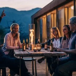 Tischfeuer SPIN 120, Höfats, Silber, Höhe 54 Cm -Gartengeschäft 3990100075 SPIN Tischfeuer Glasrohr 12cm rund 54cm Hoehe montiert4 73498