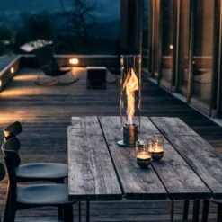 Tischfeuer SPIN 120, Höfats, Silber, Höhe 54 Cm -Gartengeschäft 3990100075 SPIN Tischfeuer Glasrohr 12cm rund 54cm Hoehe montiert5 73491