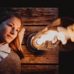 Tischfeuer SPIN 120, Höfats, Silber, Höhe 54 Cm -Gartengeschäft 3990100075 SPIN Tischfeuer Glasrohr 12cm rund 54cm Hoehe montiert8 73495